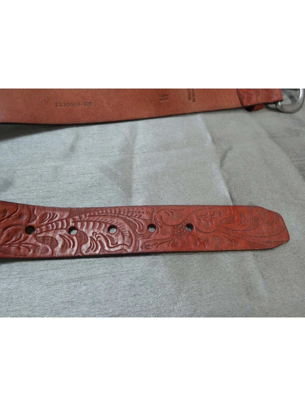Mens Polo Ralph Lauren tooled leather belt sz 28